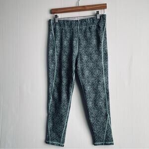 Ivory Ella floral patterned yoga pants size large blue and green flower print